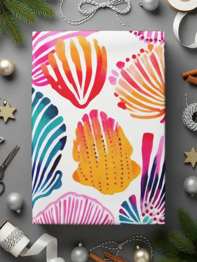 Watercolor Sea Shell Pattern Digital Paper, Pink Blue Orange Sea Life, Abstract Summer Print, Beachy Pattern, Seamless Digital Product - Moore and Mountain