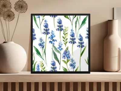 Seamless Texas Bluebonnets Pattern Spring Floral Wildflowers Background - Moore and Mountain