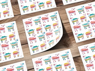 Watercolor Sheep Pattern Colorful Sheep Digital Product - Moore and Mountain
