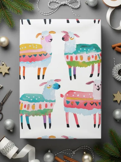 Watercolor Sheep Pattern Colorful Sheep Digital Product - Moore and Mountain