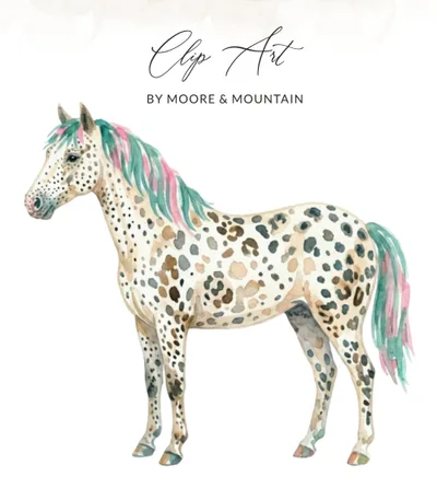 Watercolor Spotted Horse Digital Print, Leopard Appaloosa Horse Art, Whimsical Nursery Decor, Equestrian Gift Digital File