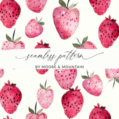Watercolor Strawberry Splash Watercolor Pattern in Pink and Red