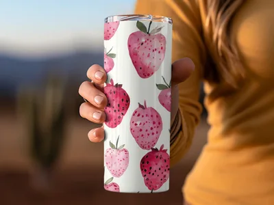 Watercolor Strawberry Splash Watercolor Pattern in Pink and Red - Moore and Mountain