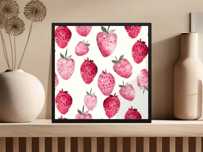 Watercolor Strawberry Splash Watercolor Pattern in Pink and Red - Moore and Mountain