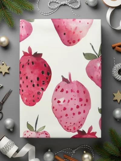 Watercolor Strawberry Splash Watercolor Pattern in Pink and Red - Moore and Mountain