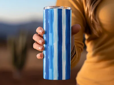 Watercolor Stripes Blue and White Vertical Design Digital - Moore and Mountain