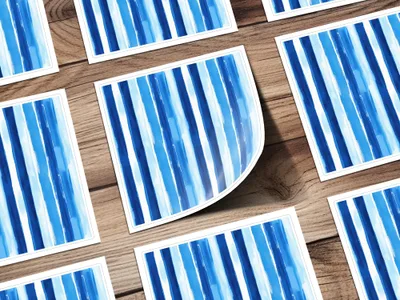 Watercolor Stripes Blue and White Vertical Design Digital - Moore and Mountain