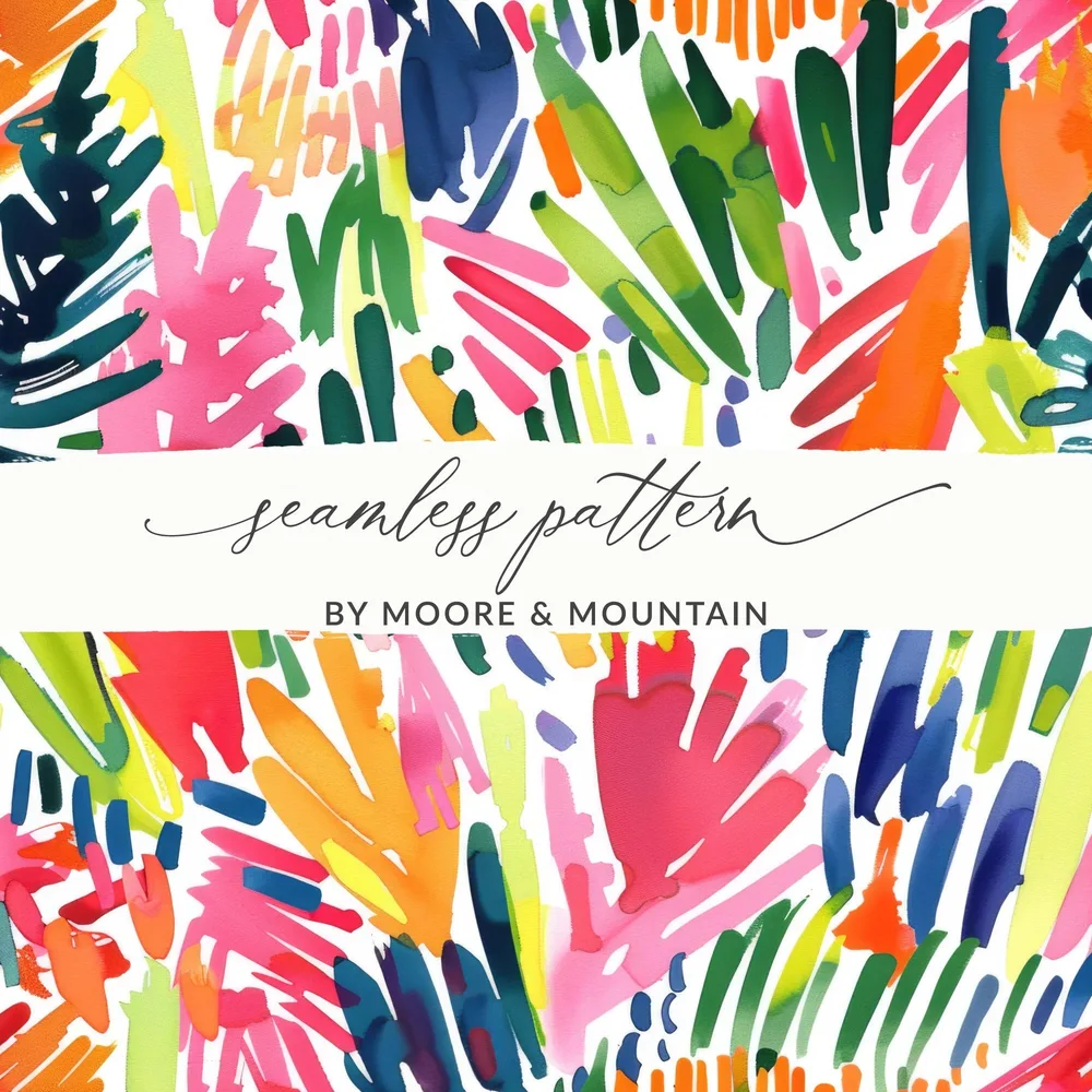 Watercolor Strokes Digital Paper, Abstract Print, Bright Colors Seamless Pattern, Artsy Backgrounds, Digital Files for Crafts, Fabric - Moore and Mountain