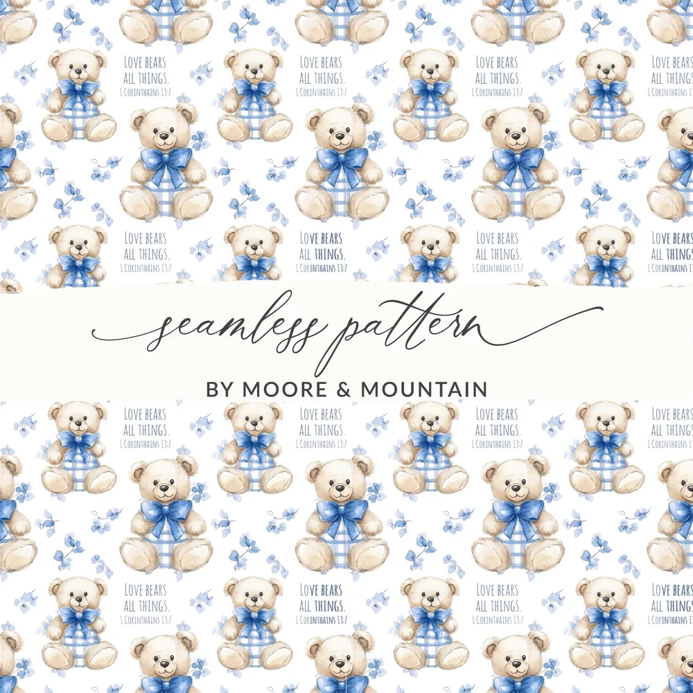 Love Bears All Things 1 Corinthians 13:7 seamless pattern