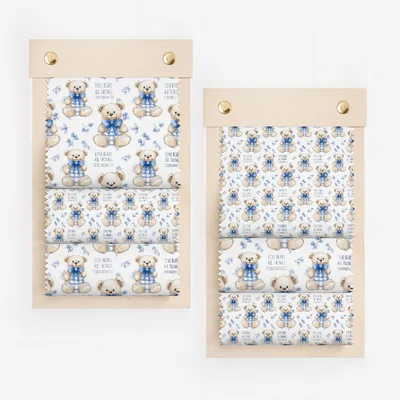 Adorable Teddy Bear Print with Blue Accents Fabric