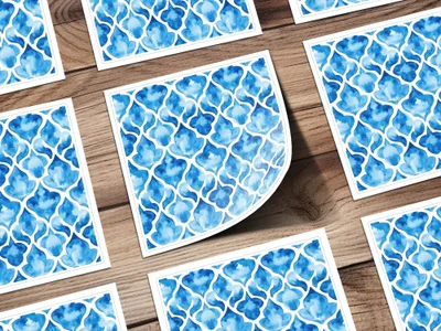 Watercolor Trellis in Azure Blue Design Pattern Digital - Moore and Mountain