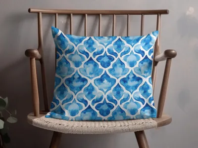 Watercolor Trellis in Azure Blue Design Pattern Digital - Moore and Mountain