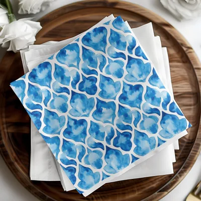 Watercolor Trellis in Azure Blue Design Pattern Digital - Moore and Mountain