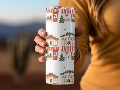 Whimsical Christmas Houses Holiday Season Repeating Pattern Digital - Moore and Mountain