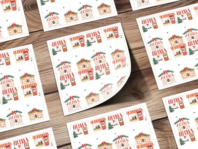 Whimsical Christmas Houses Holiday Season Repeating Pattern Digital - Moore and Mountain