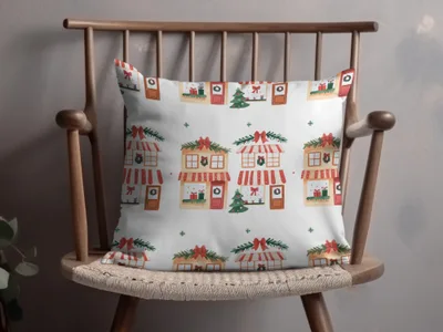Whimsical Christmas Houses Holiday Season Repeating Pattern Digital - Moore and Mountain