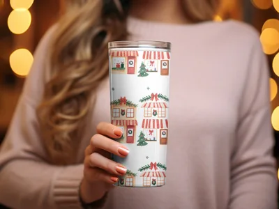 Whimsical Christmas Houses Holiday Season Repeating Pattern Digital - Moore and Mountain