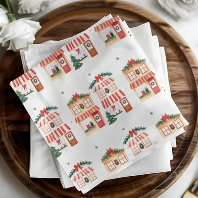 Whimsical Christmas Houses Holiday Season Repeating Pattern Digital - Moore and Mountain