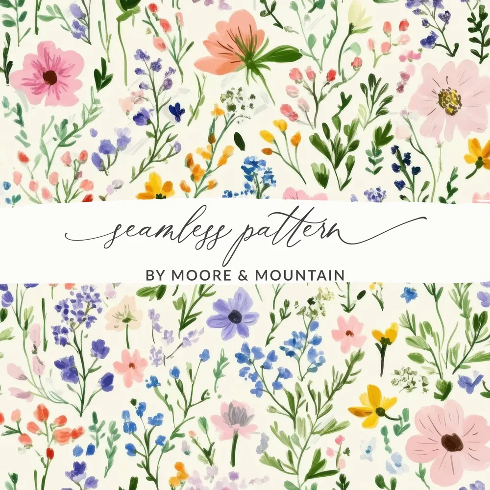 Whimsical Floral Pattern Design with Watercolor Effect - Moore and Mountain