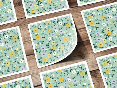 Charming Floral Pattern Green and Yellow Stationery Set