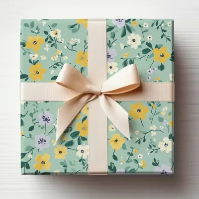 Floral Patterned Gift Wrap with Bow for Special Occasions