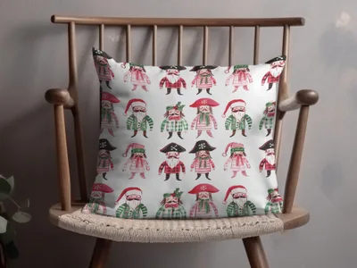 Whimsical Pirate Santa Christmas Figures Pattern Digital - Moore and Mountain