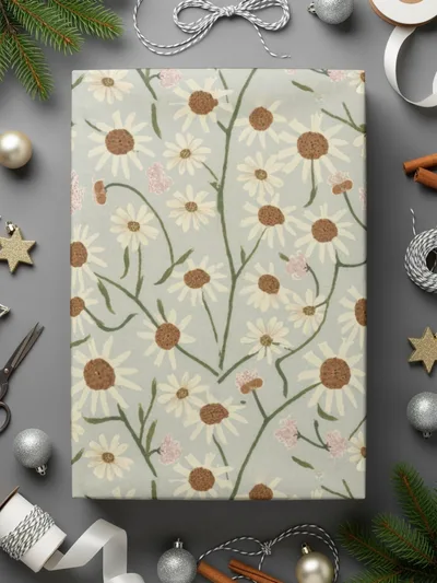 White Daisy Floral Pattern Digital Paper, Light Blue Summer Flower Repeat, Watercolor Spring Seamless Pattern, Flower Garden Print - Moore and Mountain