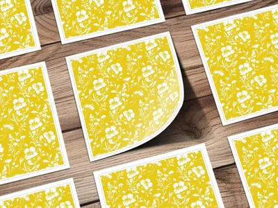 White Floral Pattern, Yellow Background, Digital Paper, Seamless Digital Design, Floral Digital Paper, Printable Pattern - Moore and Mountain