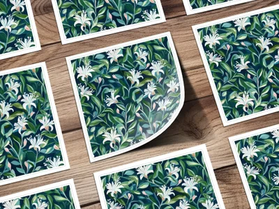 White Lily Seamless Digital Pattern, Floral Repeat Pattern, Fabric Design, Background Texture, Printable Paper, Digital Download - Moore and Mountain