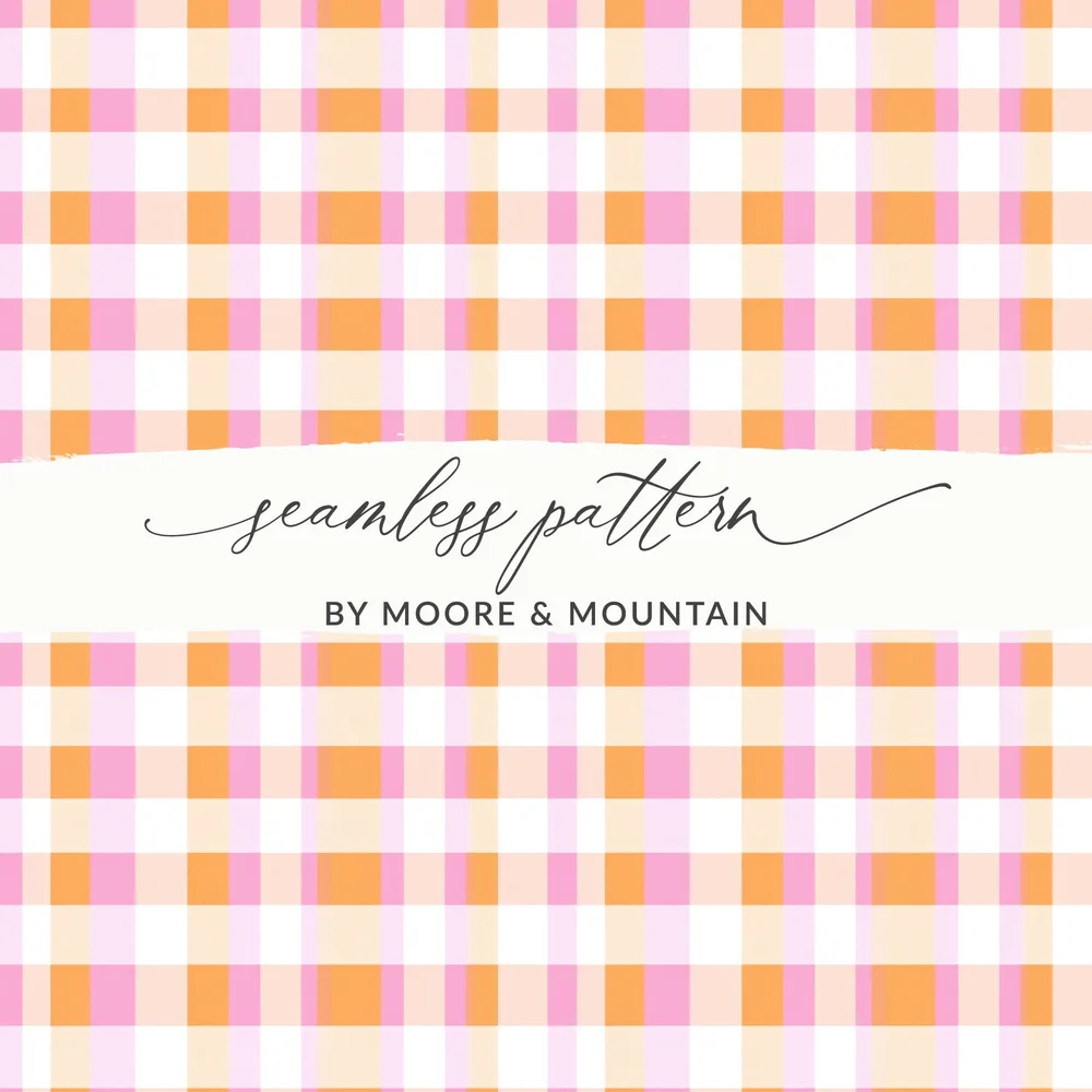 Colorful Pink Orange Plaid Seamless Pattern Design