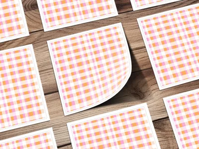 Orange Pink Plaid Pattern Decorative Sticker Sheets