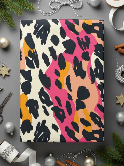 Vibrant Abstract Leopard Print Gift Wrapping Paper