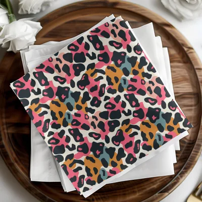 Vibrant Leopard Print Pattern Decorative Napkin Set