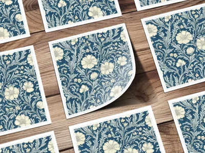 William Morris Blue Larkspur Print Seamless Vines Background Dark - Moore and Mountain