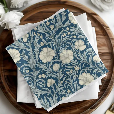 William Morris Blue Larkspur Print Seamless Vines Background Dark - Moore and Mountain