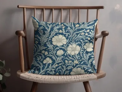 William Morris Blue Larkspur Print Seamless Vines Background Dark - Moore and Mountain