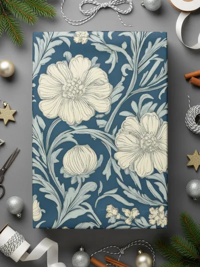 William Morris Blue Larkspur Print Seamless Vines Background Dark - Moore and Mountain