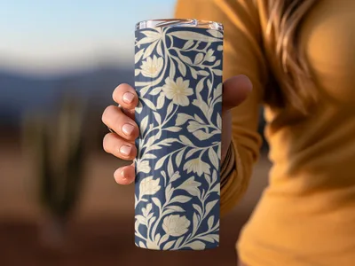 William Morris Seamless Pattern Blue and Cream Digital - Moore and Mountain