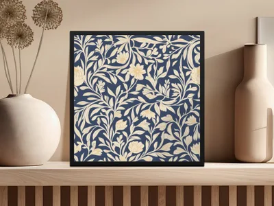 William Morris Seamless Pattern Blue and Cream Digital - Moore and Mountain