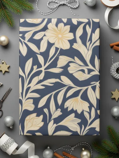 William Morris Seamless Pattern Blue and Cream Digital - Moore and Mountain