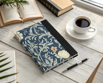 William Morris Seamless Pattern Navy Beige Light Blue Digital - Moore and Mountain