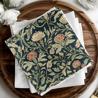 William Morris Seamless Pattern Navy Blue Green Pink Digital - Moore and Mountain