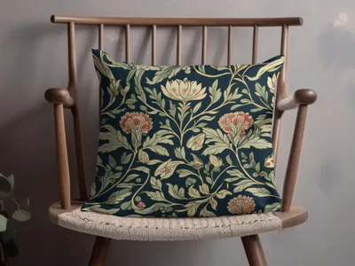 William Morris Seamless Pattern Navy Blue Green Pink Digital - Moore and Mountain