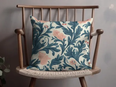 William Morris Strawberry Thief Pattern Pink Blue Digital - Moore and Mountain