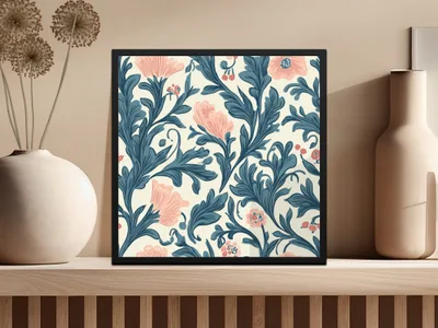 William Morris Strawberry Thief Pattern Pink Blue Digital - Moore and Mountain