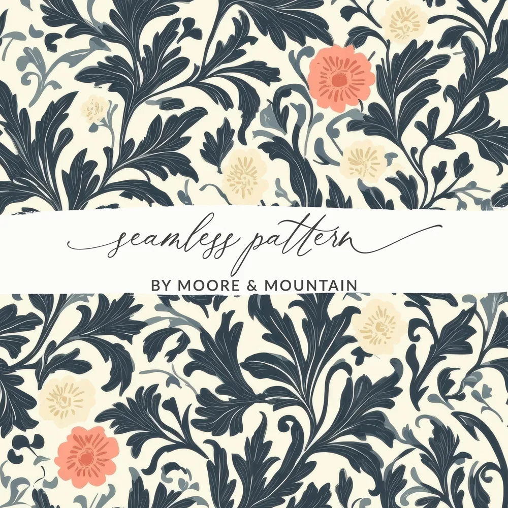 William Morris Vines Background with Dark Colors Digital - Moore and Mountain