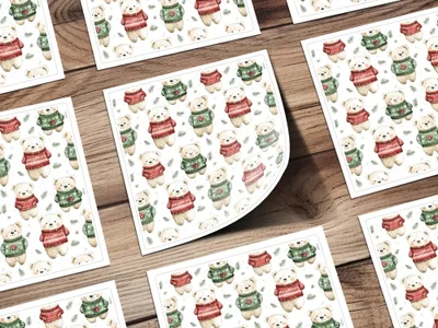 Winter Bear Seamless Pattern, Christmas Digital Paper, Holiday Bears, Cute Animal Print, Festive Fabric Design, JPEG Files, Digital - Moore and Mountain