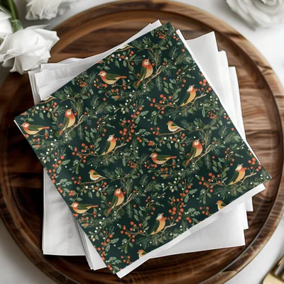 Winter Bird Seamless Pattern, Digital Paper, Christmas Design, Holiday Fabric Design, Seamless JPEG, 12x12 inches Digital Download - Moore and Mountain