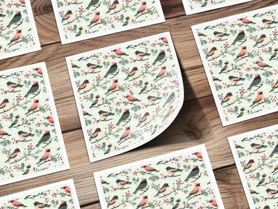 Vintage Bird Patterned Art Prints