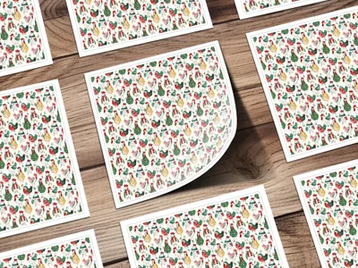 Winter Chickens Pattern Farm Animal Themed Christmas Digital - Moore and Mountain